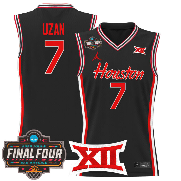 Men Houston Cougars #7 Uzan black 2025 Final Four Patch NCAA Jerseys->more ncaa teams->NCAA Jersey
